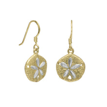 Cargar imagen en el visor de la galería, 14 Karat Gold Plated Sand Dollar French Wire Earrings