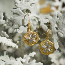 Cargar imagen en el visor de la galería, 14 Karat Gold Plated Sand Dollar French Wire Earrings