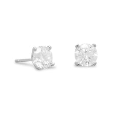 Load image into Gallery viewer, Rhodium Plated 6mm CZ Stud Earrings