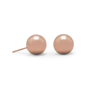 14 Karat Rose Gold Plated 10mm Ball Stud Earrings