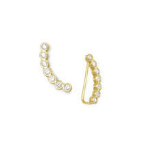 Load image into Gallery viewer, 14 Karat Gold Plated Bezel CZ Ear Climbers