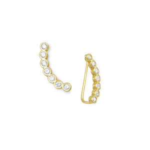 14 Karat Gold Plated Bezel CZ Ear Climbers