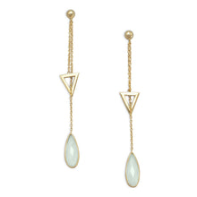 Load image into Gallery viewer, 14 Karat Gold Plated Lariat Style Earrings with Chalcedony Drop