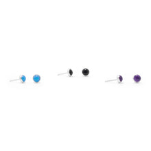 Load image into Gallery viewer, Set of 3 Synthetic Blue Opal, Amethyst, and Black Onyx Button Studs