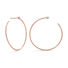Load image into Gallery viewer, 14 Karat Rose Gold Plated Lateral 3/4 Hoops with Single CZ
