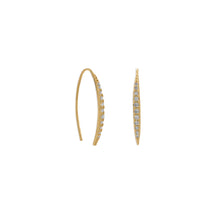 Load image into Gallery viewer, 14 Karat Gold Plated Graduated CZ Vertical Bar Earrings