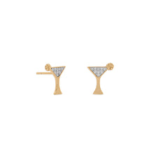 Load image into Gallery viewer, 14 Karat Gold Plated CZ Martini Stud Earrings