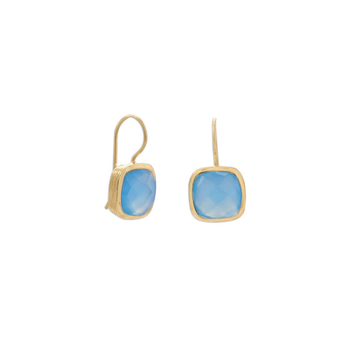 14 Karat Gold Plated Blue Chalcedony Wire Earrings