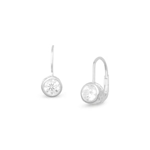 Bezel CZ Lever Earrings