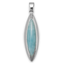 Load image into Gallery viewer, Rhodium Plated Marquise Larimar Pendant