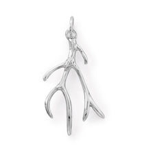 Load image into Gallery viewer, Rhodium Plated Polished Antler Design Pendant