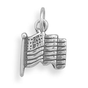 Small Oxidized American Flag Charm