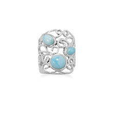 Cargar imagen en el visor de la galería, Polished Ornate Larimar Ring