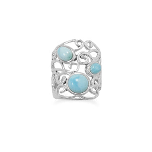 Polished Ornate Larimar Ring