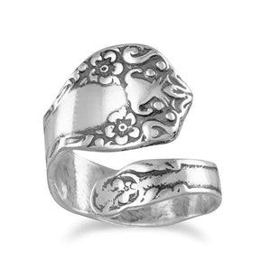 Oxidized Floral Spoon Ring