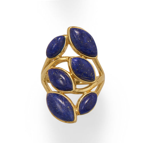 14 Karat Gold Plated Pear Shaped Lapis Ring