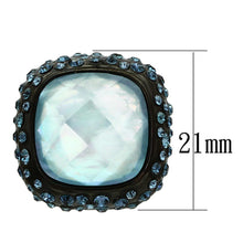 Cargar imagen en el visor de la galería, VL065 - IP Black(Ion Plating) Brass Earrings with Synthetic Synthetic Glass in Sea Blue