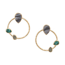 Load image into Gallery viewer, 14 Karat Gold Plated Brass Multi Stone Fashion Earrings