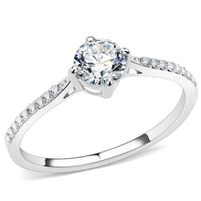 Load image into Gallery viewer, DA018 - High polished (no plating) Stainless Steel Ring with AAA Grade CZ  in Clear