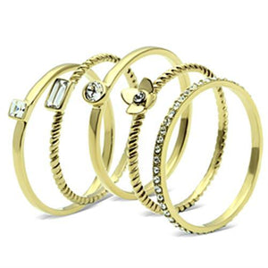 GL322 - IP Gold(Ion Plating) Brass Ring with Top Grade Crystal  in Clear