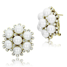 Cargar imagen en el visor de la galería, GL349 - IP Gold(Ion Plating) Brass Earrings with Synthetic Pearl in White