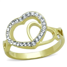 Load image into Gallery viewer, TK1908 - Two-Tone IP Gold (Ion Plating) Stainless Steel Ring with Top Grade Crystal  in Clear