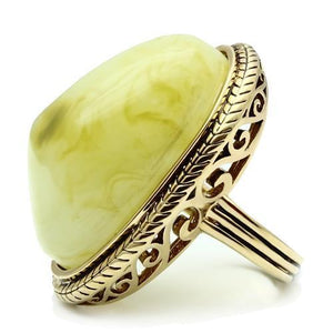 VL005 - IP Gold(Ion Plating) Brass Ring with Synthetic Synthetic Stone in Apple Green color