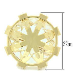 VL006 - Gold Brass Ring with Synthetic Synthetic Glass in Clear