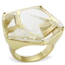 Cargar imagen en el visor de la galería, VL007 - Gold Brass Ring with Synthetic Synthetic Stone in Clear