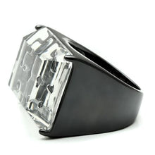 Cargar imagen en el visor de la galería, VL008 - TIN Cobalt Black Brass Ring with Synthetic Synthetic Stone in Clear