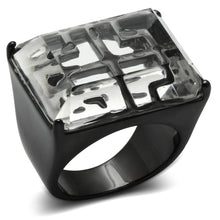 Cargar imagen en el visor de la galería, VL008 - TIN Cobalt Black Brass Ring with Synthetic Synthetic Stone in Clear