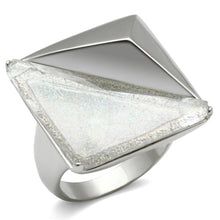 Cargar imagen en el visor de la galería, VL009 - Rhodium Brass Ring with Synthetic Synthetic Stone in Aurora Borealis (Rainbow Effect)