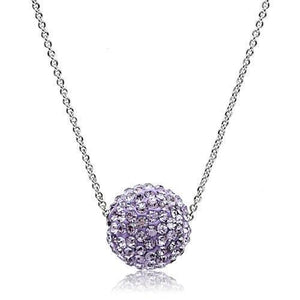 VL056 - Rhodium Brass Chain Pendant with Top Grade Crystal  in Light Amethyst