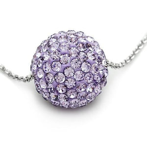 VL056 - Rhodium Brass Chain Pendant with Top Grade Crystal  in Light Amethyst