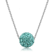 Cargar imagen en el visor de la galería, VL059 - Rhodium Brass Chain Pendant with Top Grade Crystal  in Sea Blue