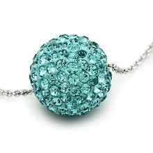 Cargar imagen en el visor de la galería, VL059 - Rhodium Brass Chain Pendant with Top Grade Crystal  in Sea Blue